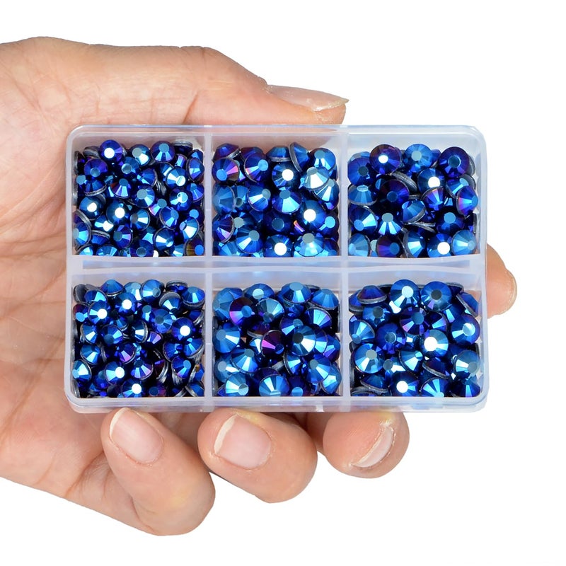 LPBeads 6400 Pieces Black AB Hotfix Rhinestones Flat Back 5 Mixed Sizes Crystal Round Glass Gems with Tweezers and Picking Rhinestones Pen - Image 3